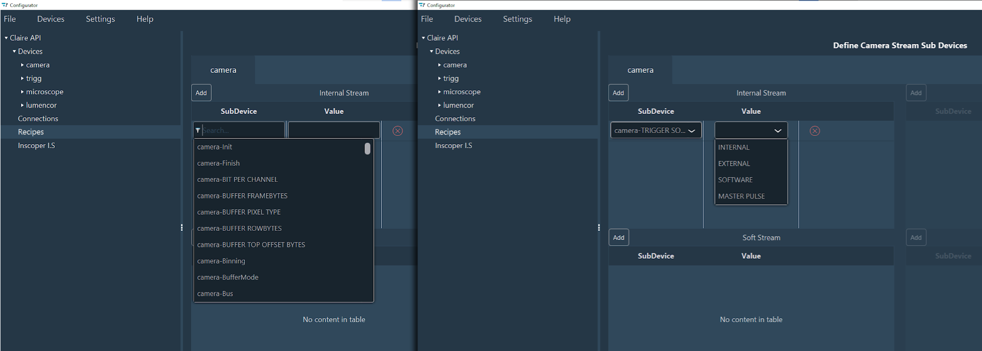 Filling Camera Stream Sub Devices