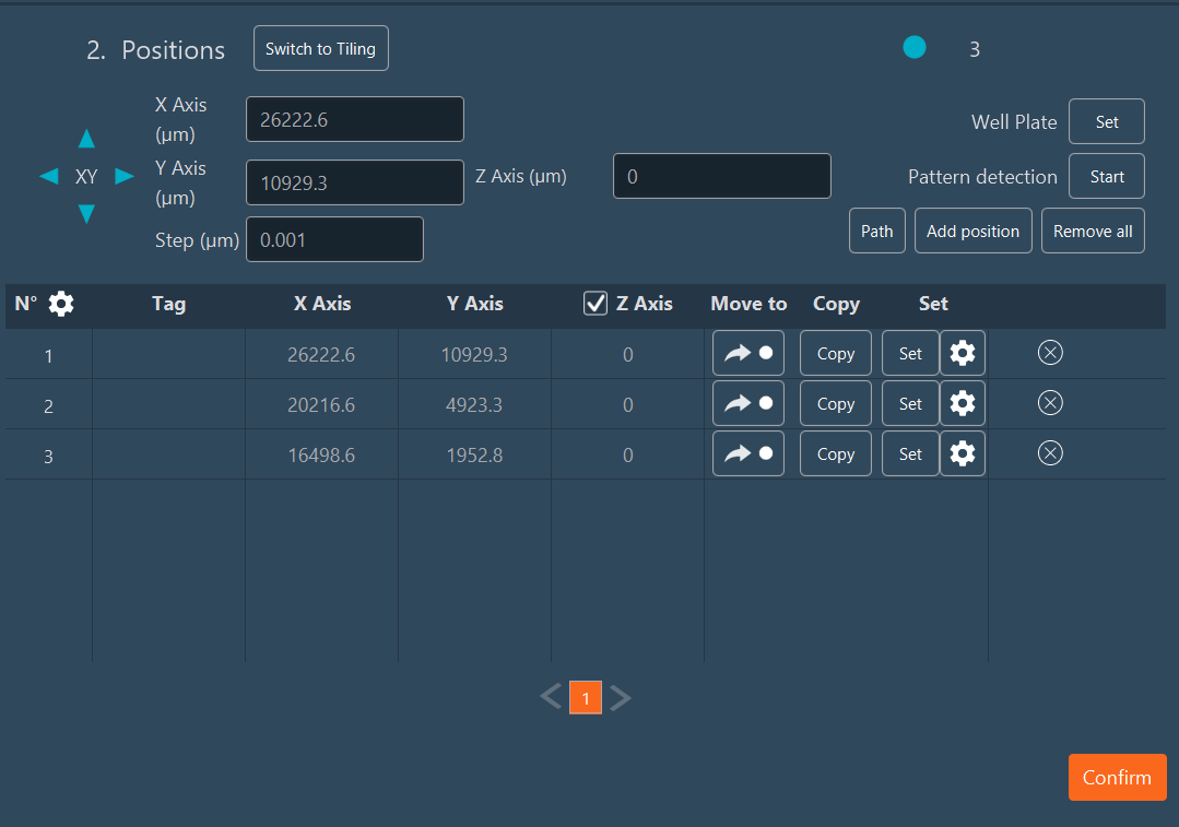 Pattern Detection Positions List