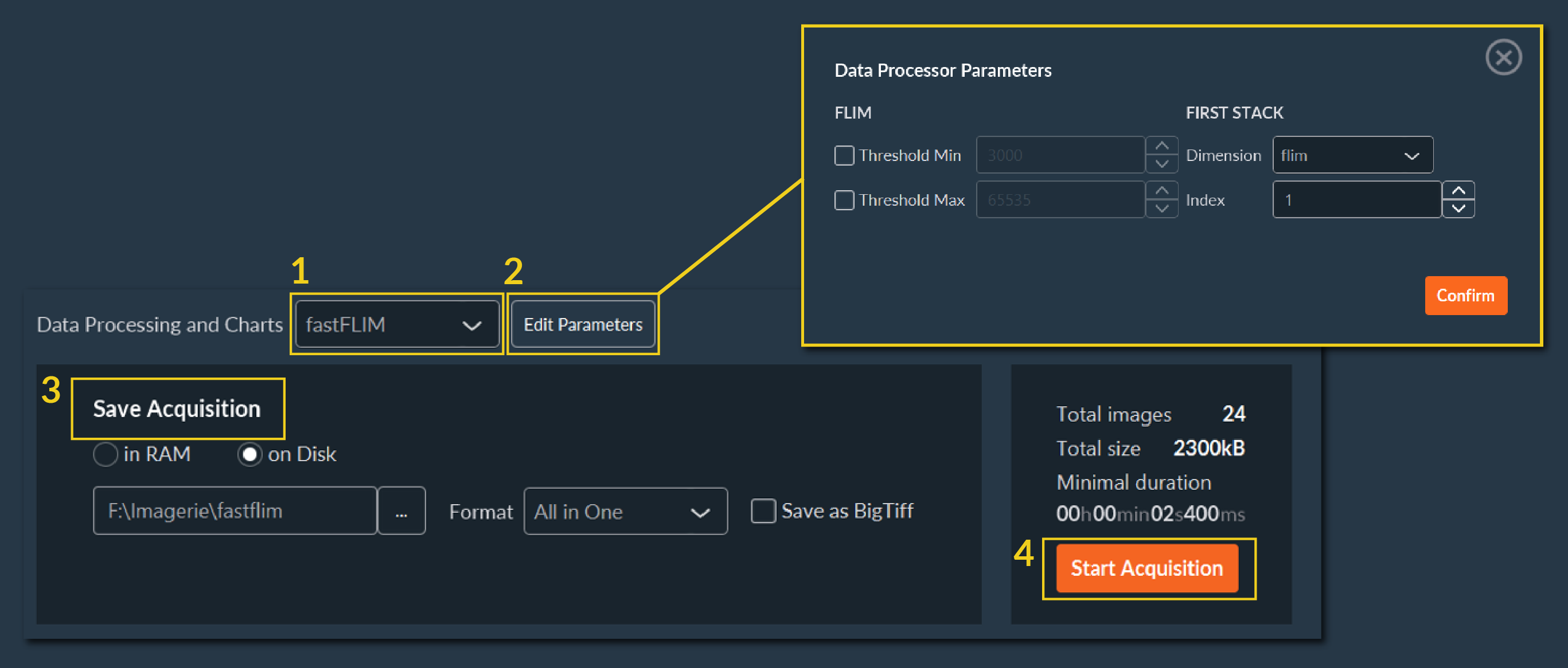 fastFLIM Start Acquisition