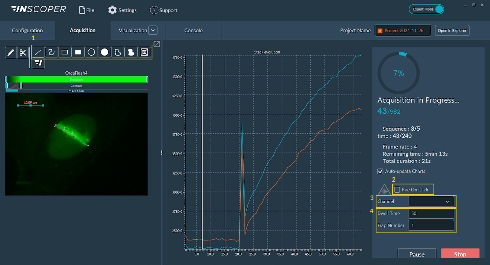 ScanFRAP Acquisition Progress